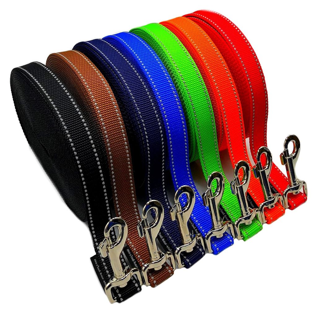 Schleppleine für Hunde, reflektierende Übungsleine (1m - 30m) in 7 Farben, 20mm / 25mm breit für mittlere und große Hunde