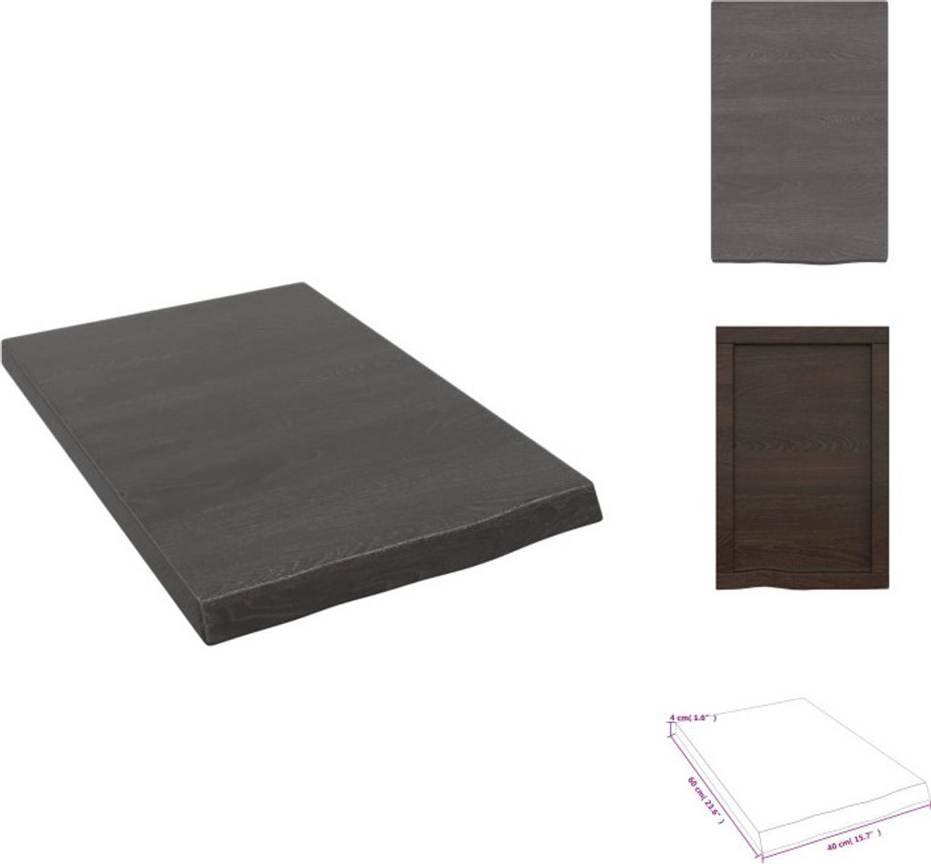 vidaXL Wandregal Dunkelgrau 40x60x(2-4) cm Massivholz Eiche Behandelt - Wandregale