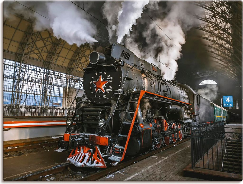 ARTland Leinwandbild Sowjetische Dampflokomotive Größe: 40x30 cm