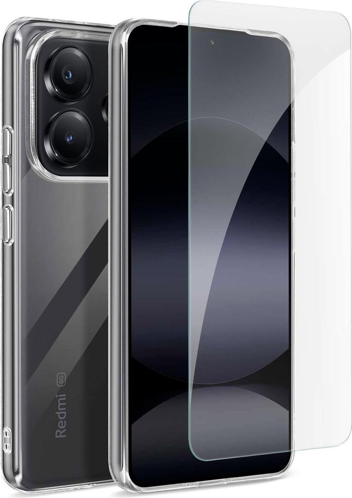 Mayaxess, Schutzpaket für Redmi Note 14 5G mit weicher Hülle und gehärtetem Glas, Transparent
