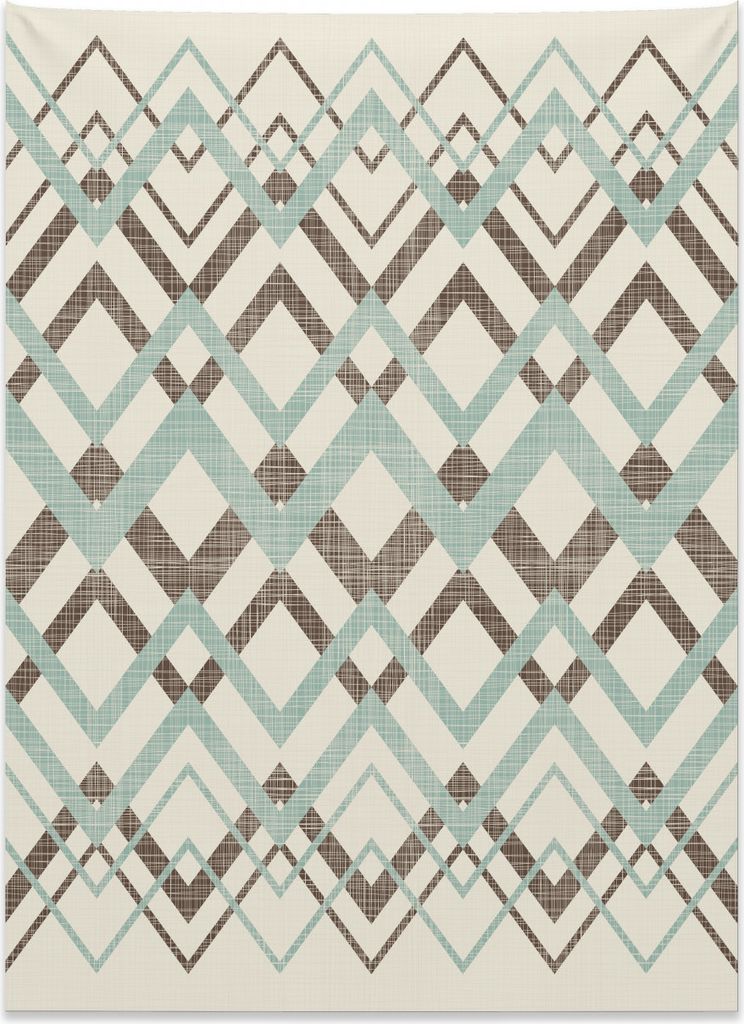 Abakuhaus Winkel Wandteppich, Vintage Zickzacklinien aus Weiches Mikrofaser Stoff Kein Verblassen Klare Farben Waschbar, 110 x 150 cm, Mandelgrün ...