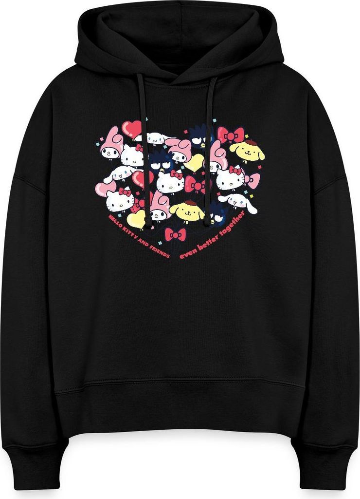 Spreadshirt Hello Kitty And Friends Ballons Frauen Boxy Organic Hoodie, L, Schwarz