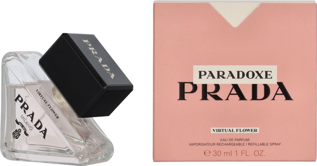 A perfume bottle and its packaging are shown against a white background.