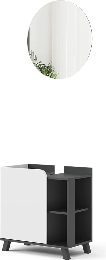 Rangement salle de bain Vicco Karen 2 pièces Anthracite Blanc pour Famille