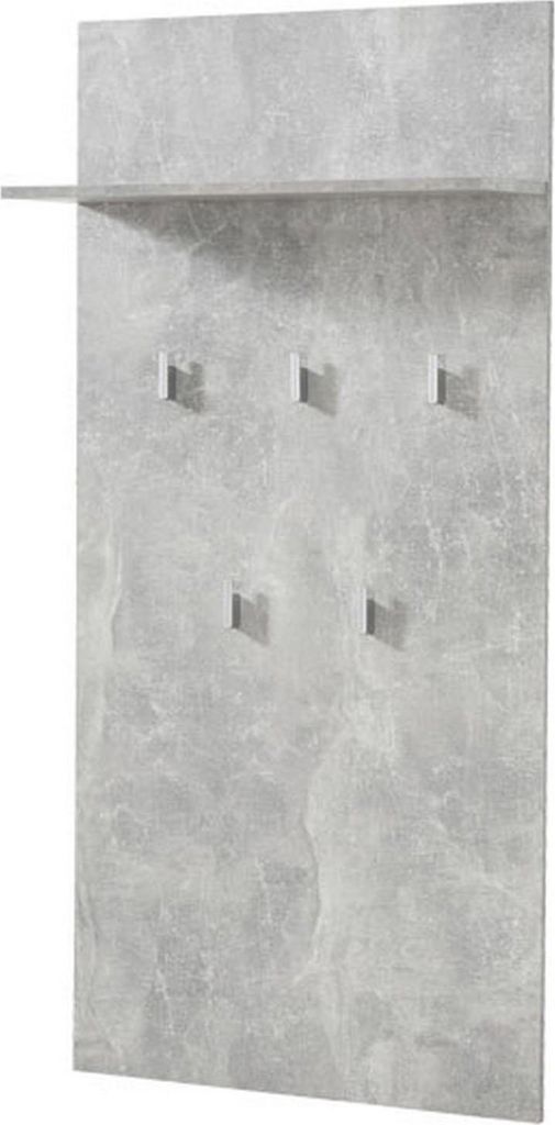 Dmora Garderobe Traves 137 cm hoch, Beton-Grau, Wandbefestigung inkl. 5 Haken