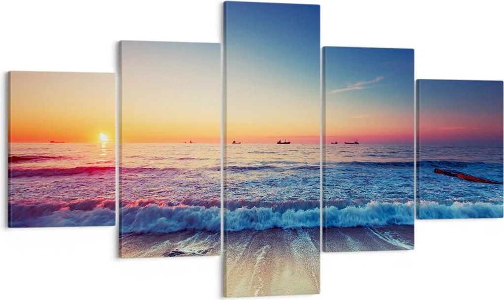 Bild auf Leinwand - Leinwandbild - Meer Strand Welle - 125x70cm - Wand Bild - Wanddeko - Wandbilder - Leinwanddruck - Bilder - Kunstdruck - Wanddek...