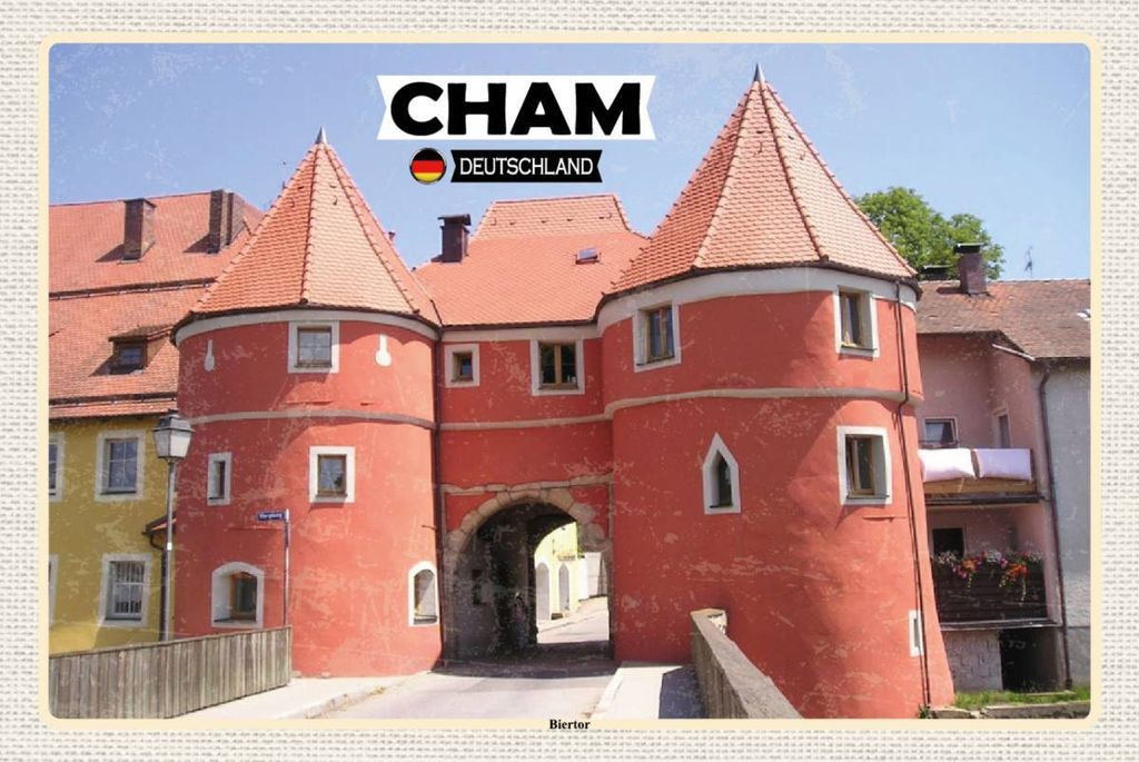 vianmo Holzschild 12x18 cm Cham Biertor Bildmotiv Reisemotiv Abenteuer Reisen