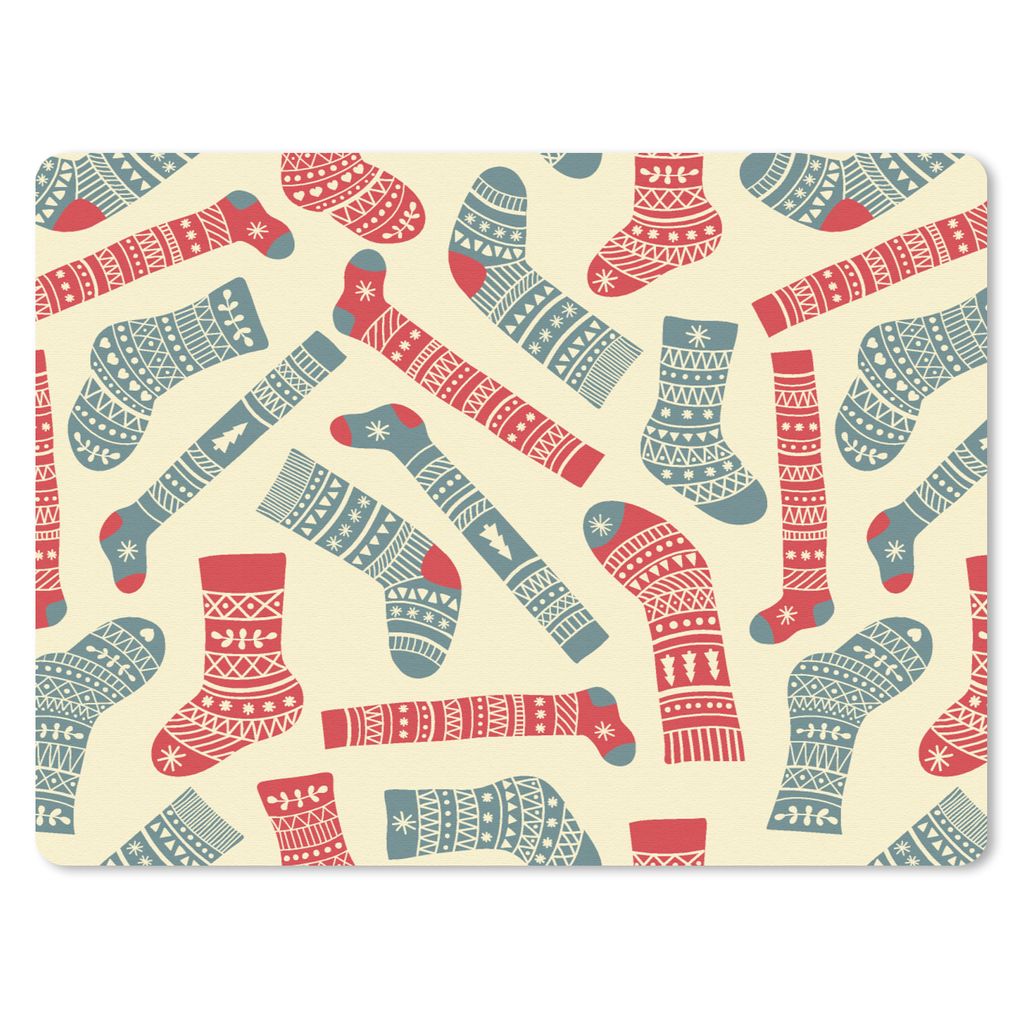 MuchoWow Mauspad Mousepad Weihnachten - Socken - Schnittmuster 23x19 cm - Mousepads - Maus Mat - Pad - Mausunterlage - Schreibtischunterlage - Ma...