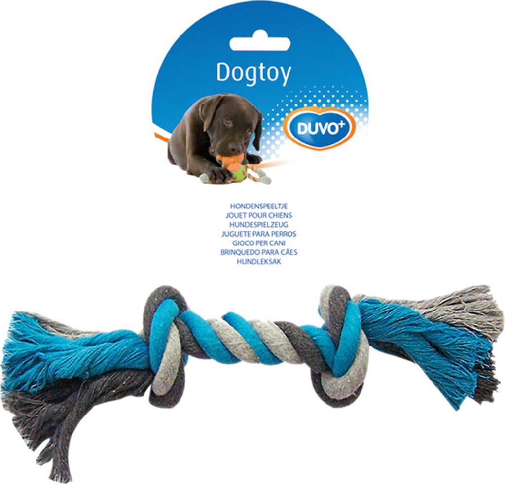 Duvo+ Hundespielzeug Knot Baumwolle grau/blau, Maße: 26 cm