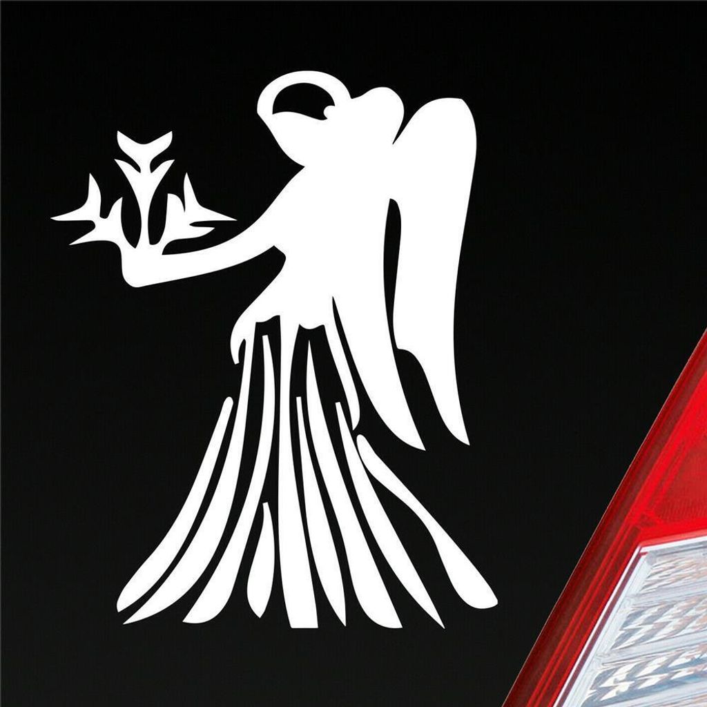 Auto Aufkleber Sternzeichen Jungfrau Tier Motorrad KFZ Roller 10x8 cm Weiss Matt Sticker Heckscheibenaufkleber