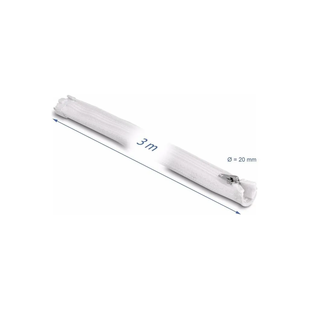 Gaine de Rangement Câbles Blanche 3m x 20mm avec Zip Thermorésistante
