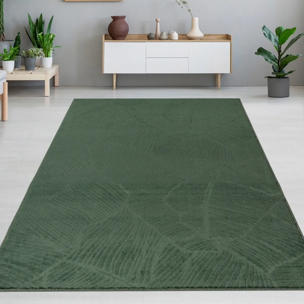 Tapis décoratif vert 120 x 160 cm pour réchauffer une chambre d'adulte