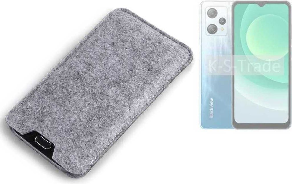 K-S-Trade Filz Handyhülle kompatibel mit Blackview A53 Schutzhülle Filztasche Filz Tasche Case Sleeve Handy Hülle Filzhülle grau