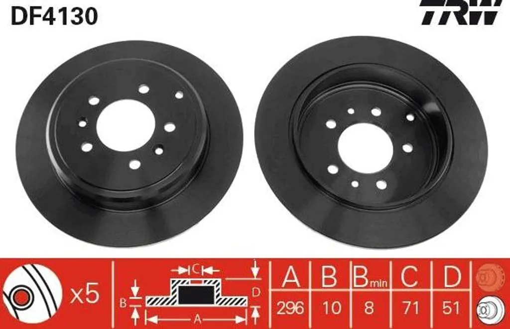 Disque de frein TRW DF4130 pour Peugeot 607 - Remplacement OE 4246V7