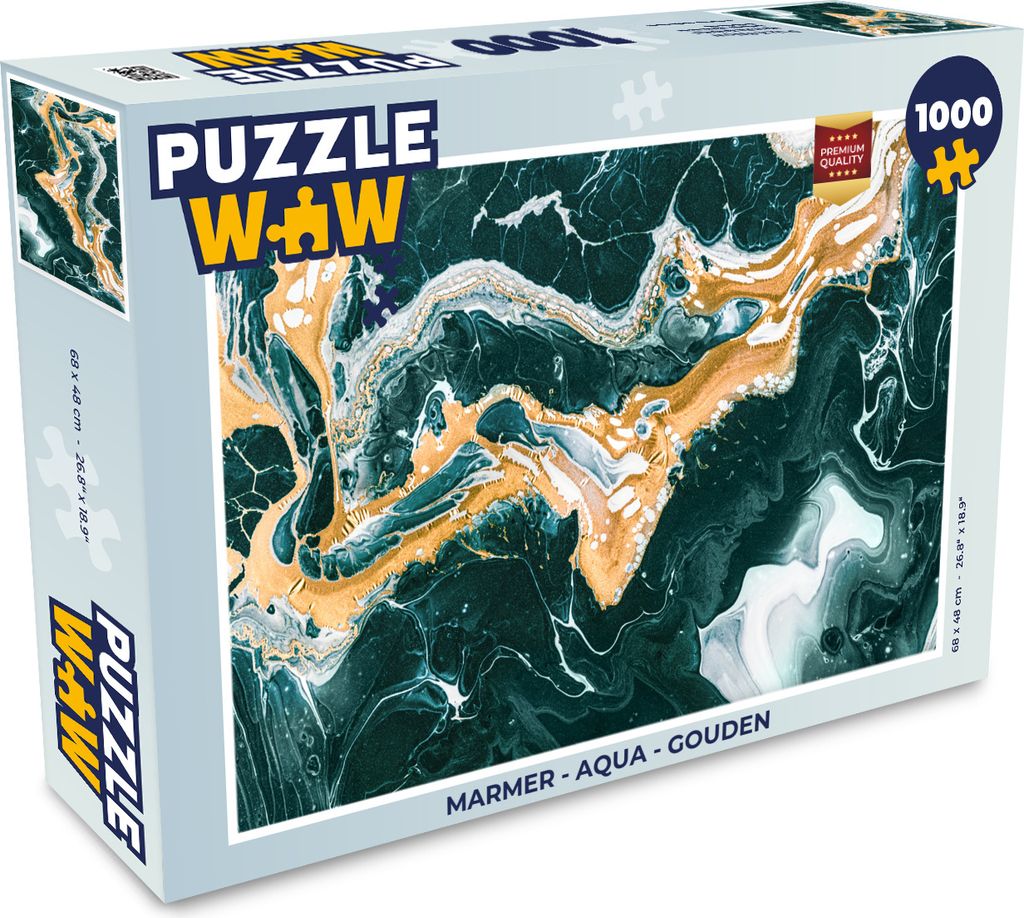 MuchoWow Puzzle 1000 Teile Marmor - Aqua - Golden - Erwachsene - Rätsel
