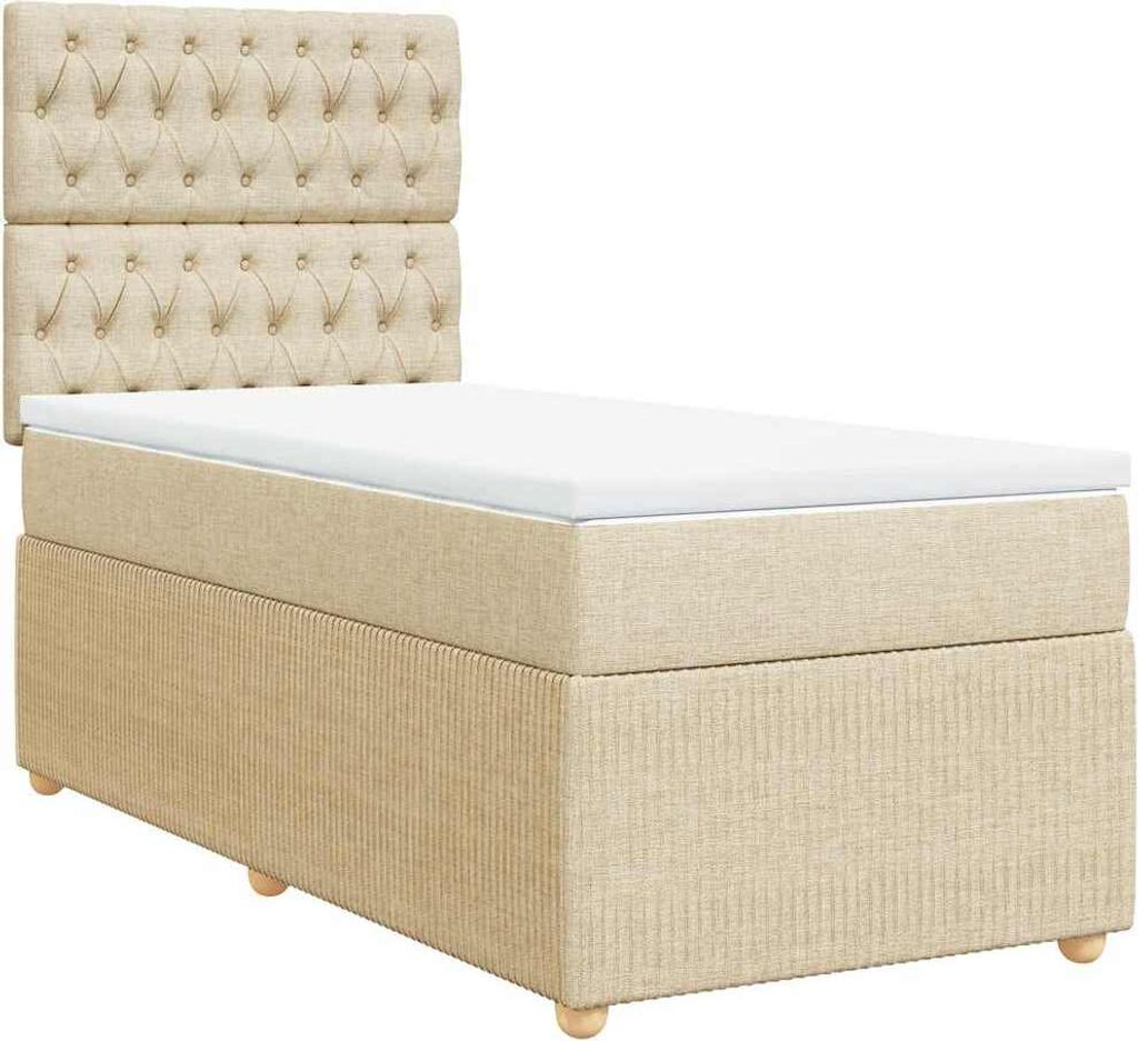 vidaXL Boxspringbett mit Matratze Creme 80x200 cm Stoff