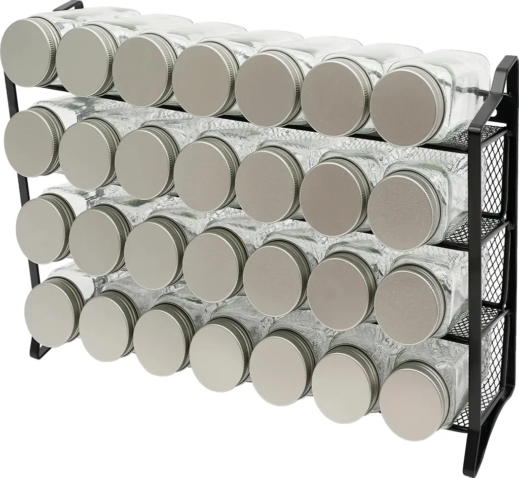 Étagère à épices noire en fer 4 niveaux pour rangement cuisine MOD-40