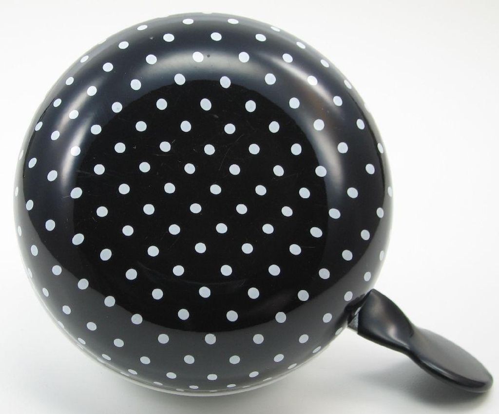 Ding Dong Fahrradklingel schwarz weiße Punkte Ø 80 mm