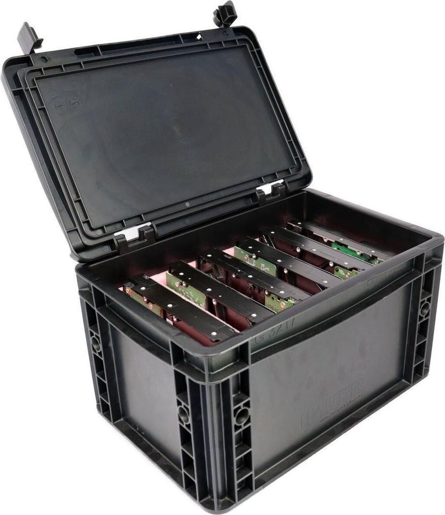 ESD Schaumstoff-Set und Euro Box für 3,5 Zoll Festplatten, 6 Fächer