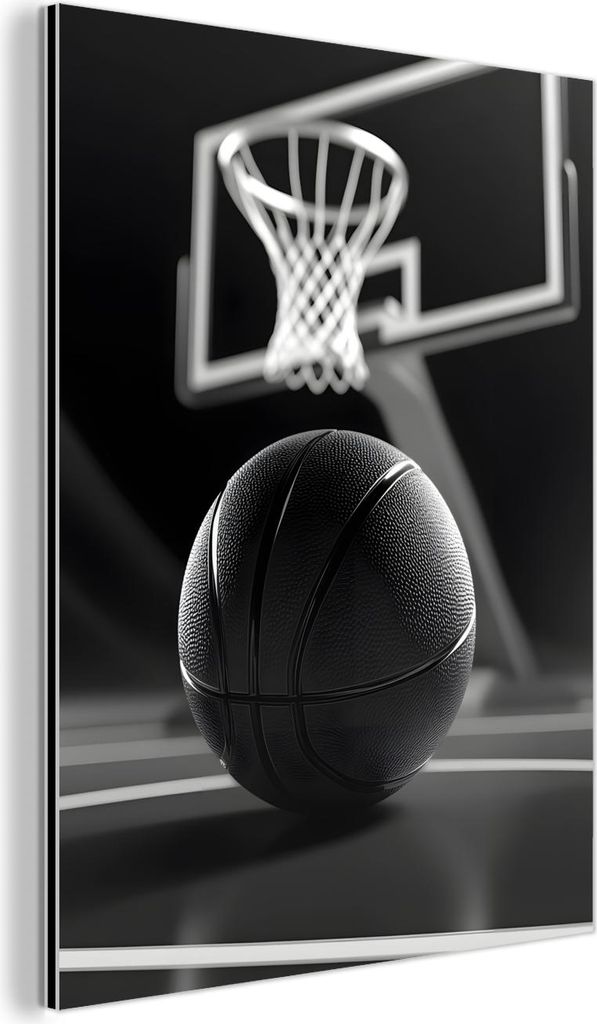MuchoWow Wanddekoration Metall Metallbild Wandkunst 60x80 cm Basketball - Basketballplatz - Linien MuchoWow Aluminium Gemälde - Wanddekoration Metall