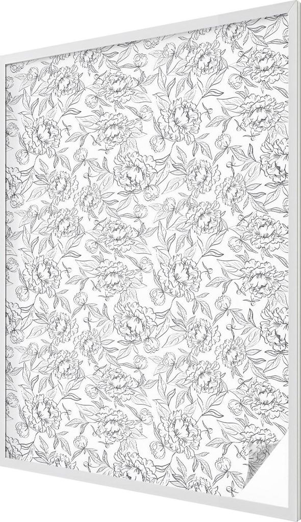 Buntglas Fensterfolie – 146x100 cm – Stained-Glass Design – blickdichte dekorative Sichtschutzfolie – selbstklebend, UV-Schutz – Blumenmotiv
