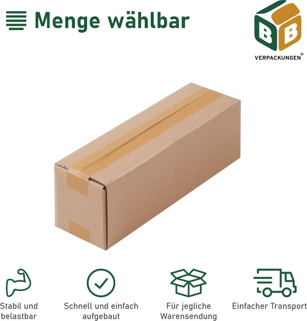 25 x Faltkarton (460 x 220 x 200 mm) Verpackung Versandschachtel Wellpappe Karton Kiste BB-Verpackungen