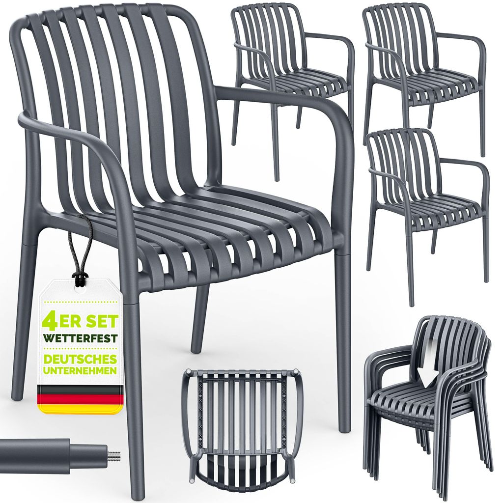 Set da 4 sedie da giardino tillvex® impilabili e resistenti Immagine del prodotto 