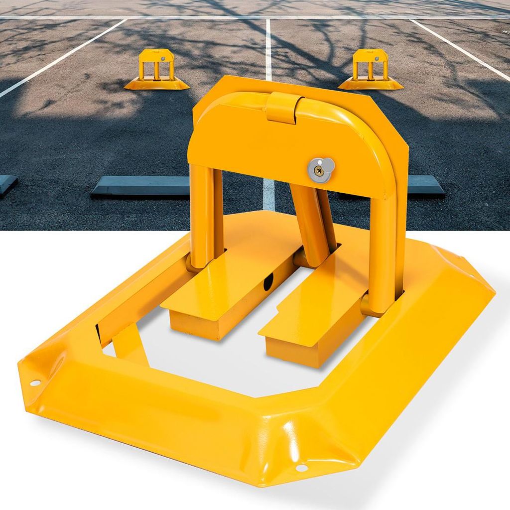 Faziango Parkplatzsperre Absperrpfosten Klappbar klappbares Abschließbar Parkplatzbügel Parkplatz Absperrkette Parksicherung Absperrung umlegbar