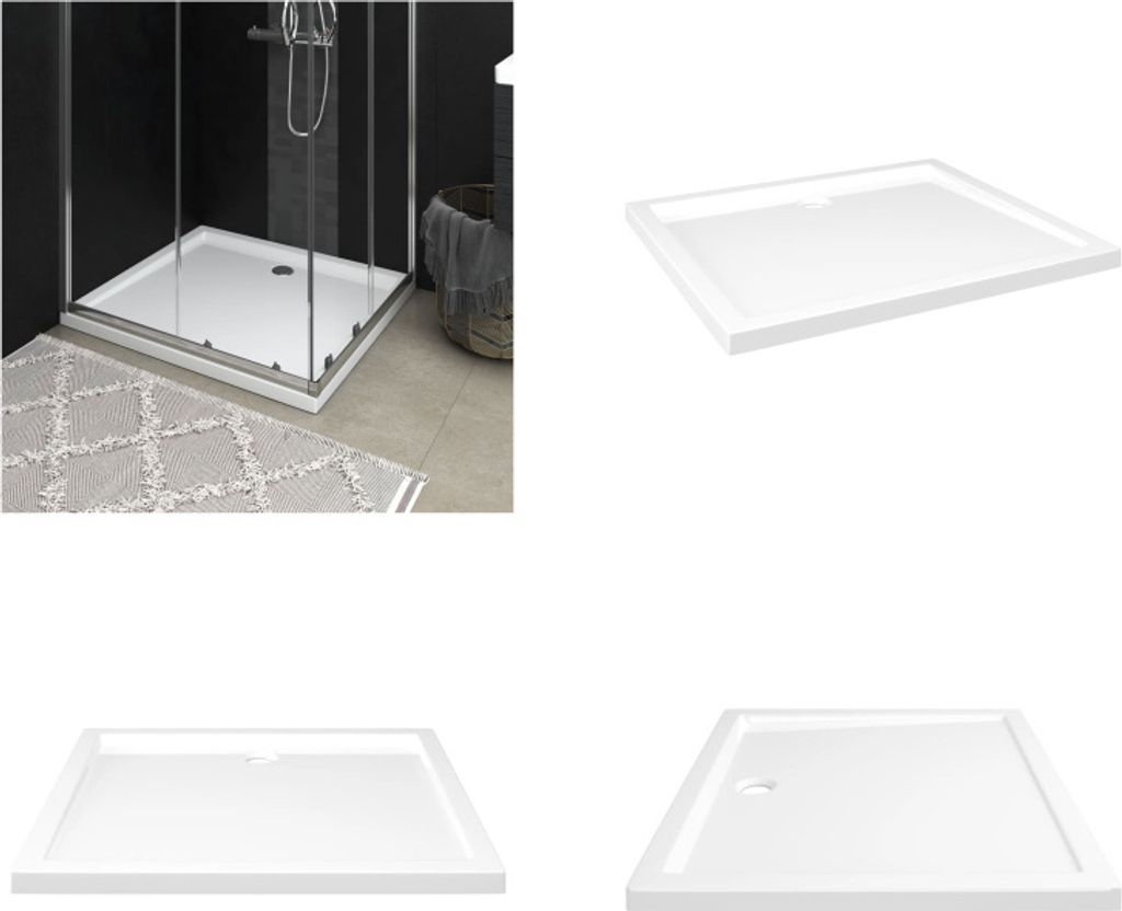 vidaXL Duschtasse ABS Rechteckig Weiß 80x90 cm - Duschwanne - Duschwannen - Duschtasse - Duschtassen