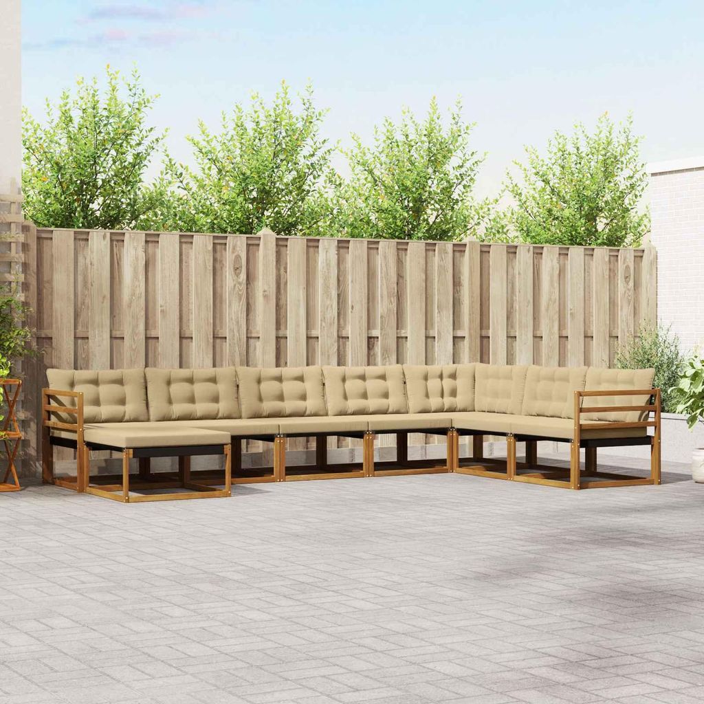 "Neues Produkt" Outdoor-Sofagarnitur ANTI-UV - CLORIS - 24 pcs - Natur und Beige Massivholz Akazie - Modern Gartensofas V915