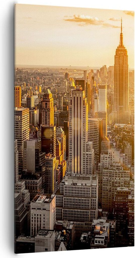 Bild auf Leinwand - Leinwandbild - New York Wolkenkratzer Manhattan - 65x120cm - Wand Bild - Wanddeko - Leinwanddruck - Bilder - Kunstdruck - Leinw...