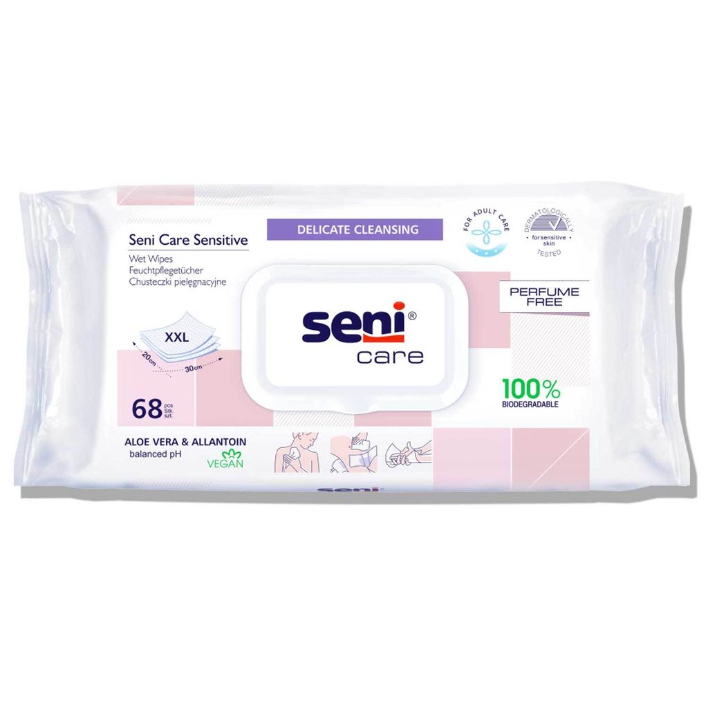 Seni Care Feuchtpflegetücher Sensitive 10x68 Stück Produktbild 