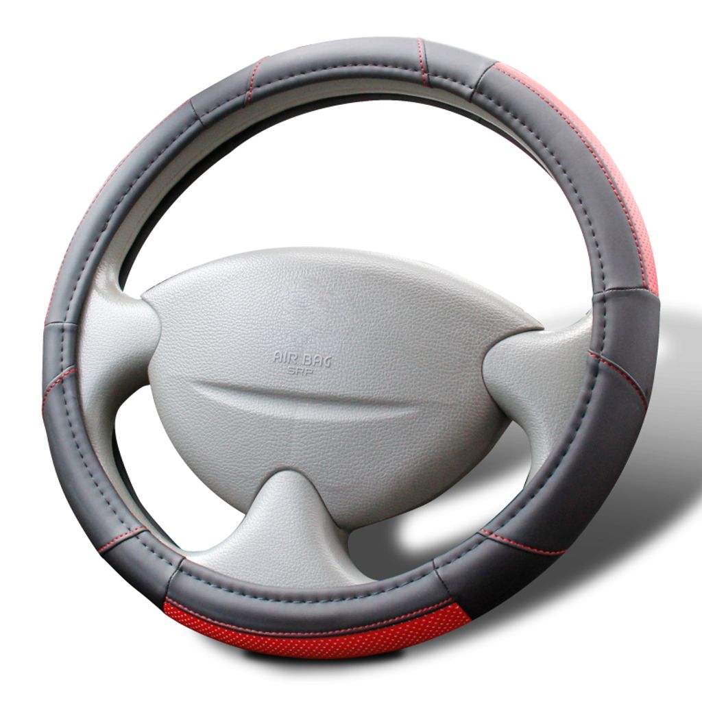 Cartrend Premium Lenkradhülle Schwarz Mit Edelholz-Optik | Rutschfester TPE Ring Ø38 Cm | Einfach überziehbar