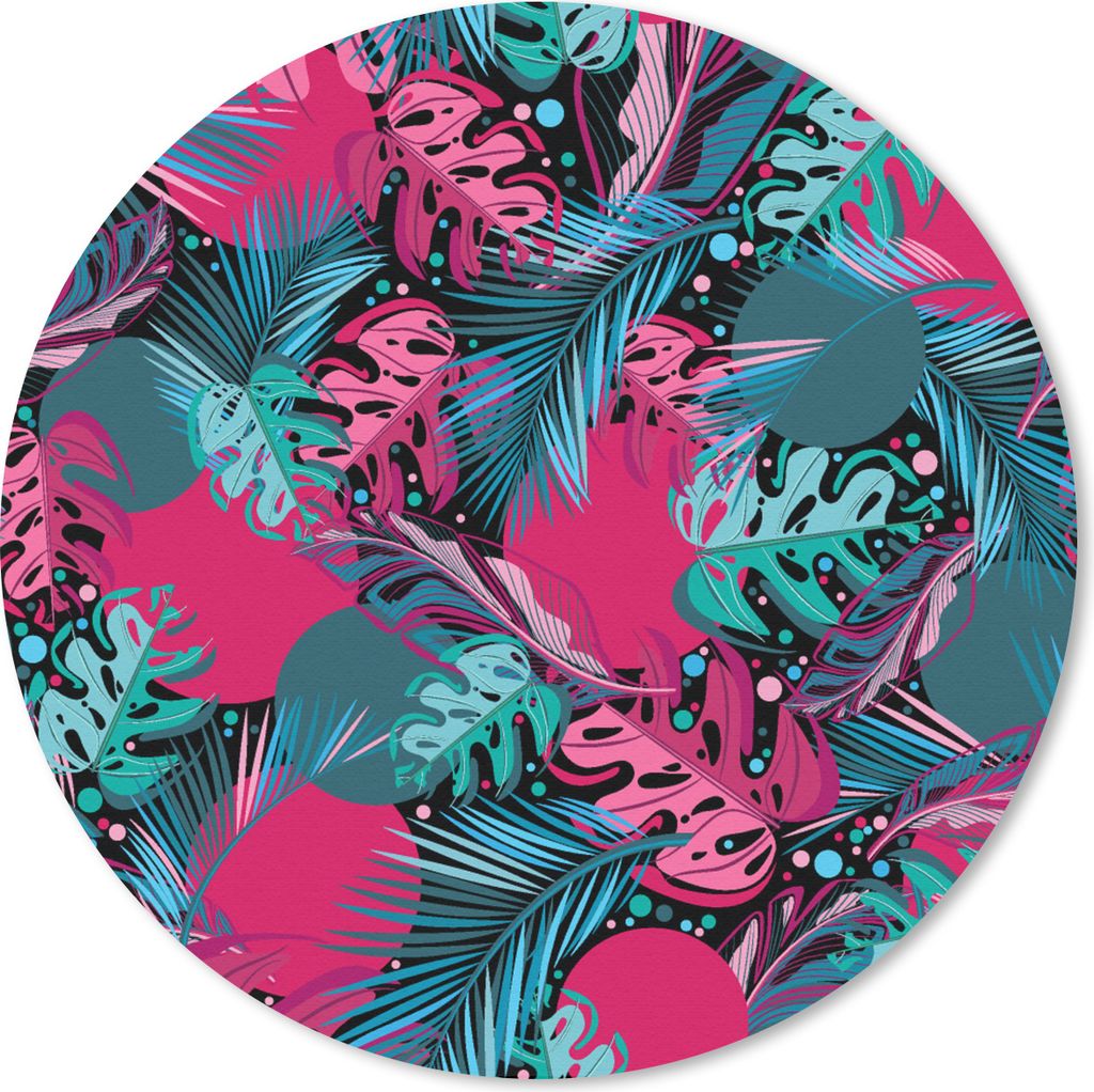 MuchoWow Mauspad Mousepad Blätter - Hawaii - Design - Rosa - Blau 30x30 cm - Mousepads - Maus Mat - Pad - Mausunterlage - Tischunterlage - Schre...