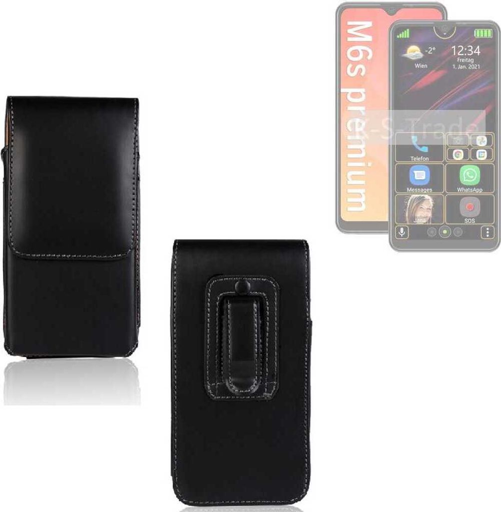 K-S-Trade Gürteltasche kompatibel mit Bea-fon M6s plus premium Schutz Hülle Handy Hülle mit Magnetverschluss Holster in schwarz