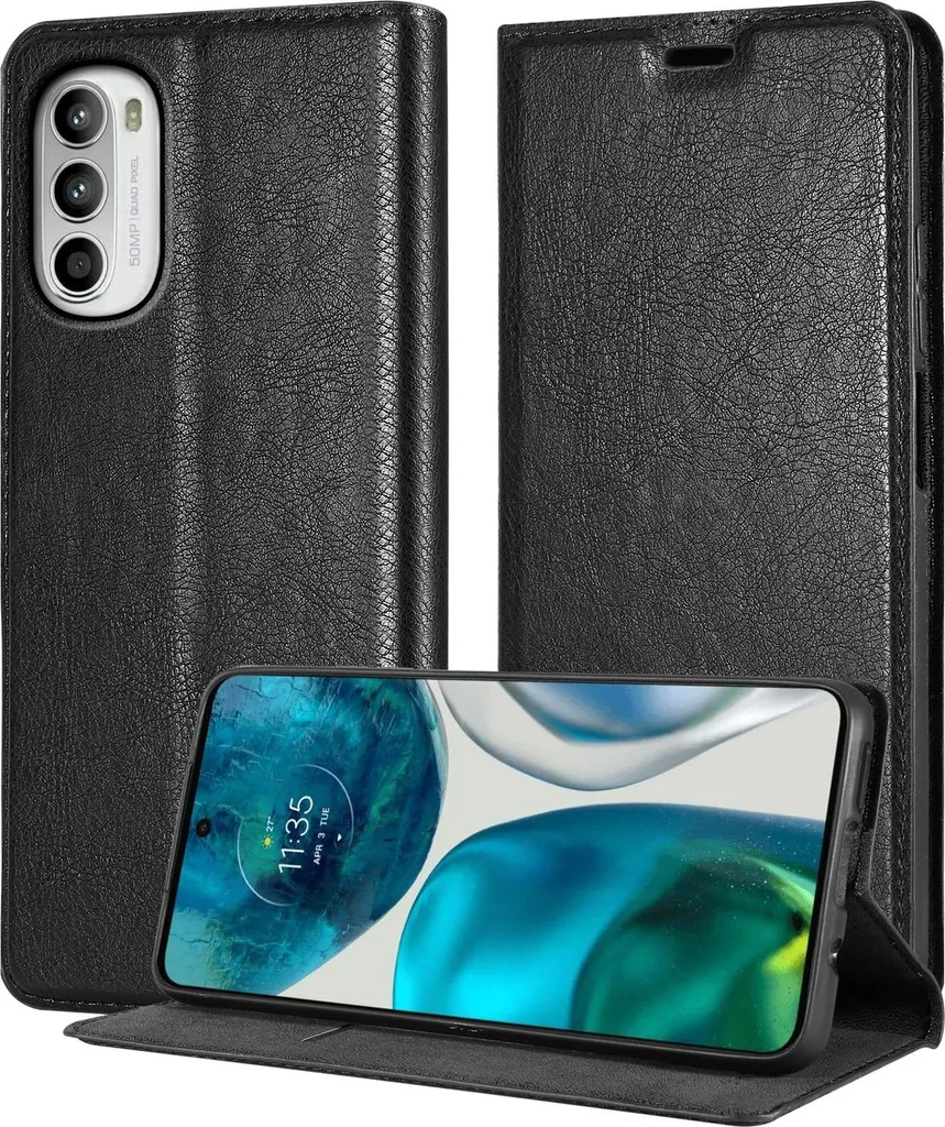 Cadorabo Cover Motorola Moto G52 G82 Nero Notte | Protezione Flip Case