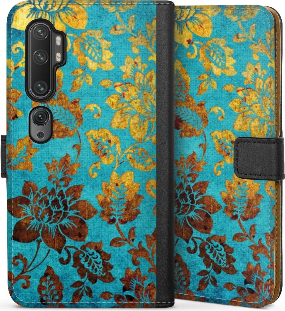 DeinDesign Klapphülle für Xiaomi Mi Note 10 Pro Handytasche Lederhülle Tasche Blumen Ornamente Vintage