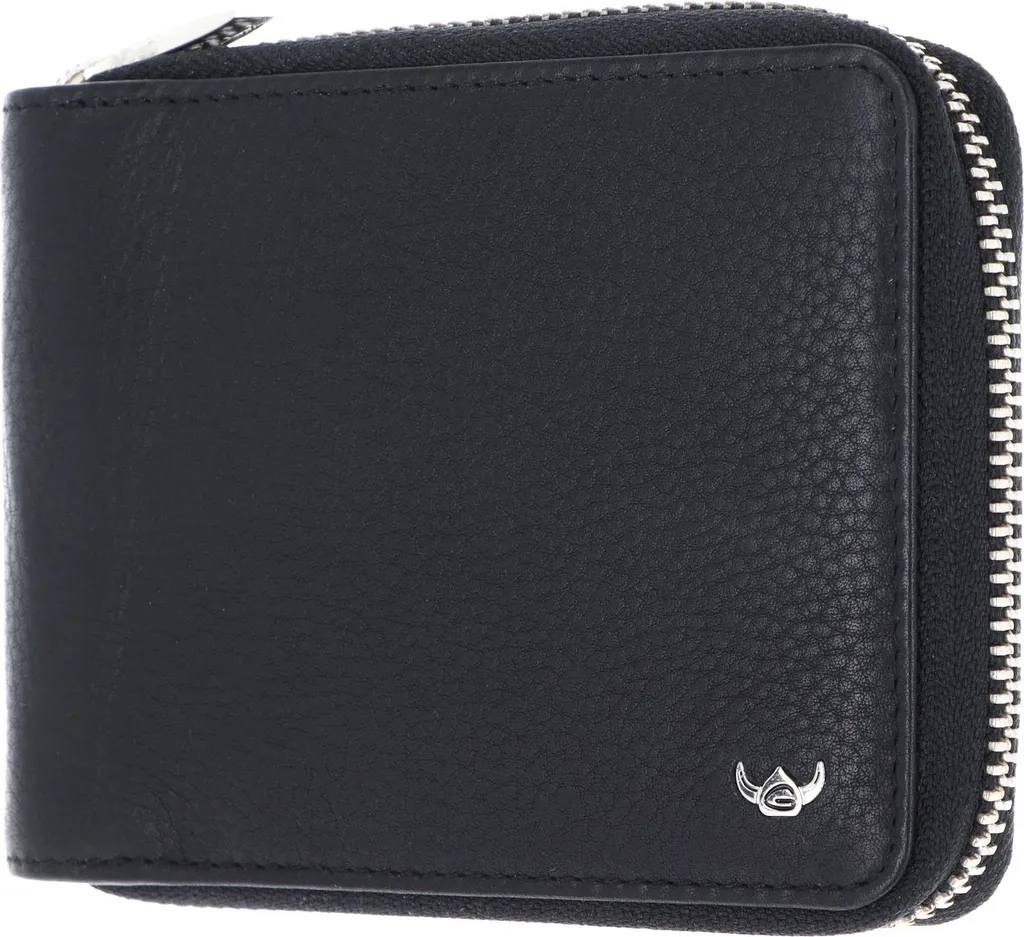 Porte-monnaie Compact Cuir Noir Golden Head Capri 1367 pour Homme Femme