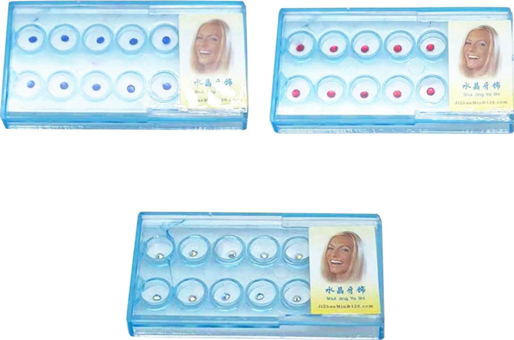 10 Stück Blau Oral Zähne Edelsteine ​​Kristall Zahnschmuck Produktbild 3
