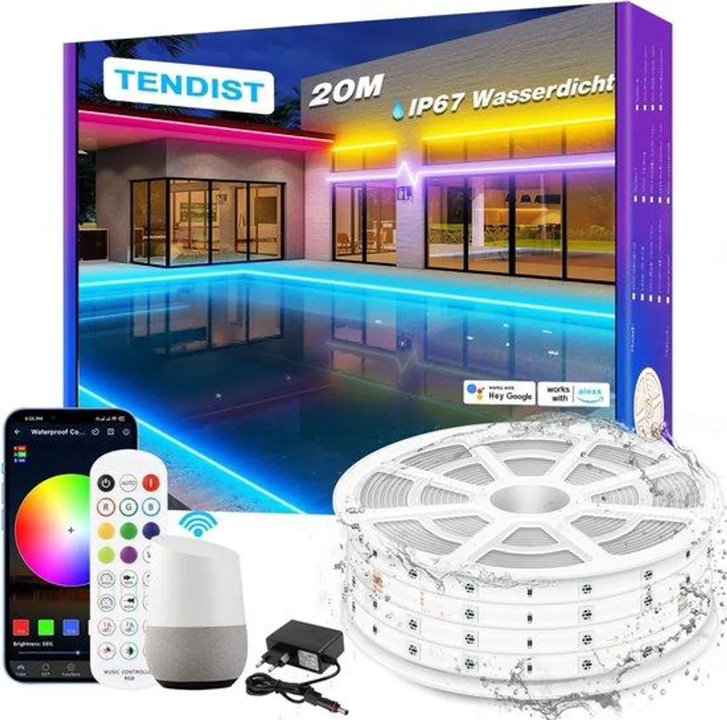 Guirlande LED extérieure IP67 contre la pluie pour grand jardin 20m