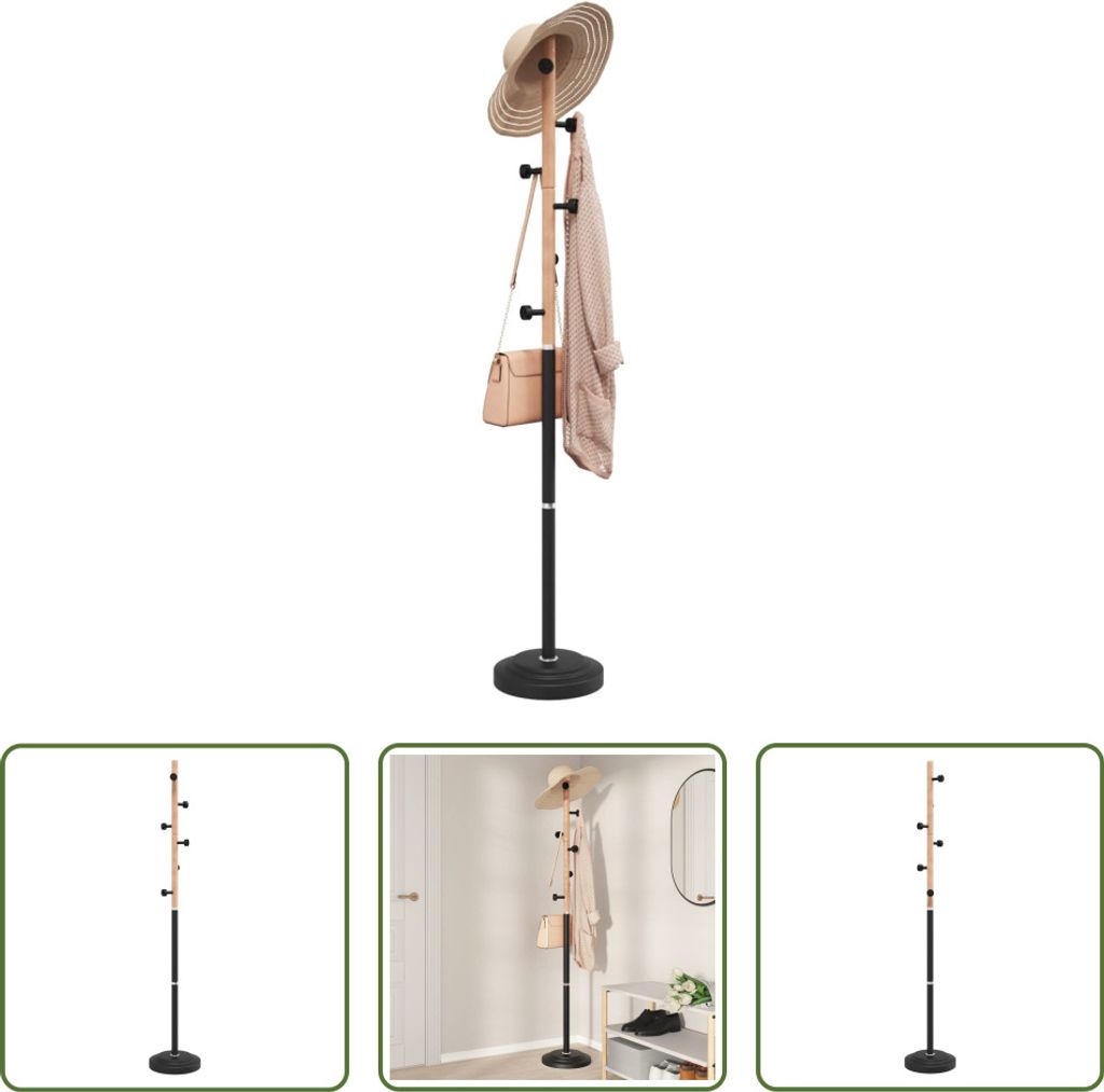 The Living Store Wieszak na płaszcze czarny 177 cm Żelazo Zdjęcie produktu 