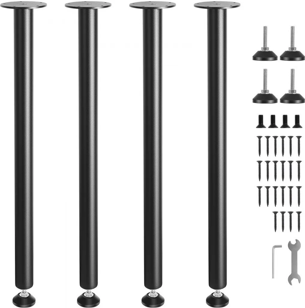 Pieds de table stables charge lourde 544kg acier noir pour table DIY