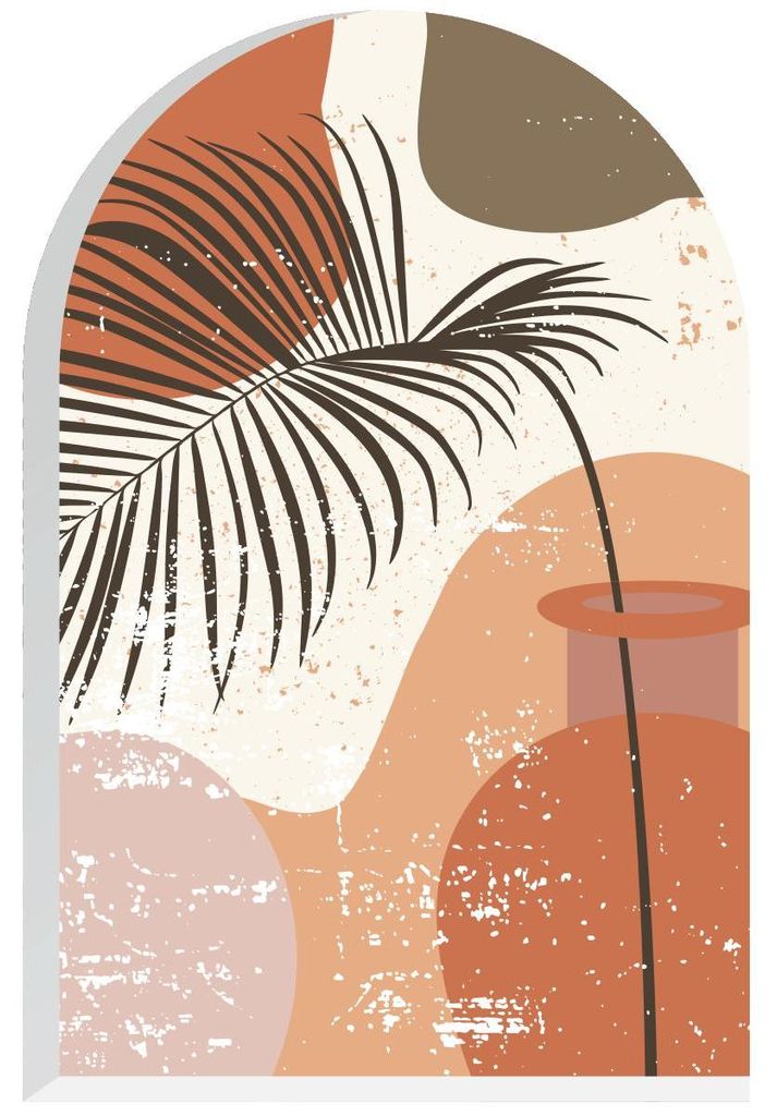Vorgekleisterte Vliestapete mit großflächigen Wandbildern – ETHNISCHER PALMBLATTBOGEN – 135 x 90 cm