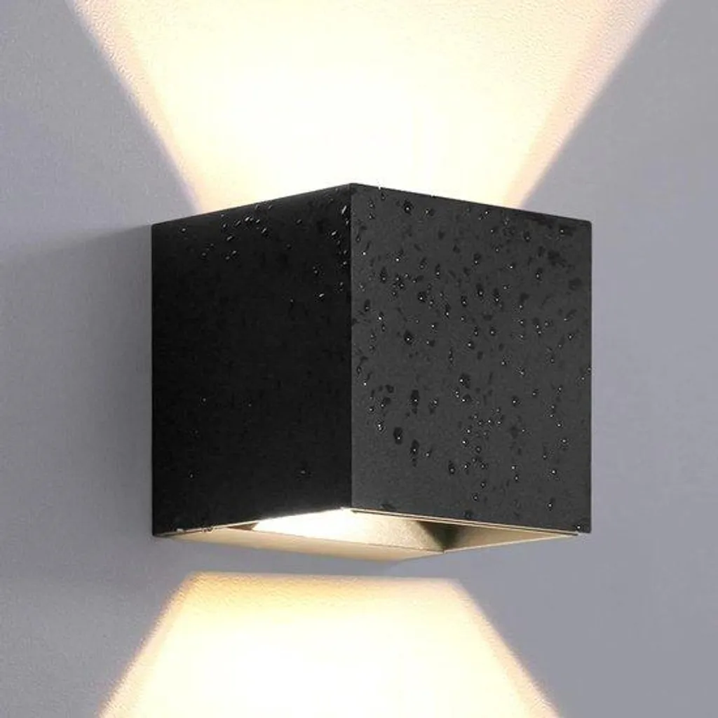 Applique murale LED noire 2x6W pour éclairage de façade et de balcon