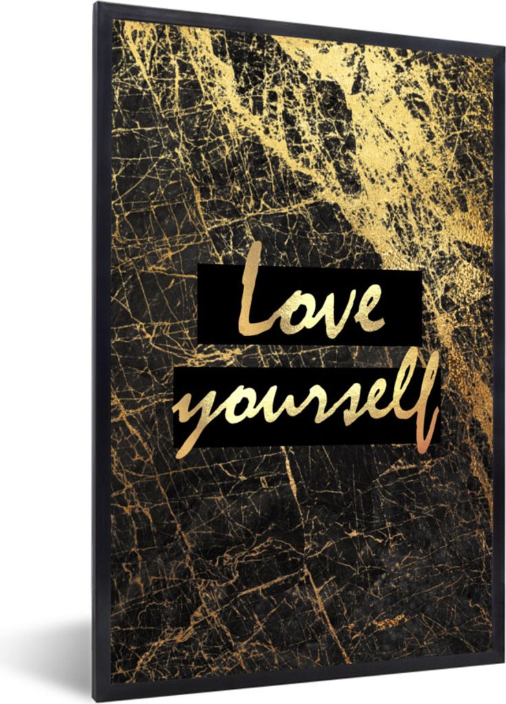 MuchoWow Gerahmtes Poster Zitat - Selbstvertrauen - Murmel 60x90 cm - Poster mit Schwarzem Bilderrahmen Wandposter Rahmen Foto Bilder - Kunst