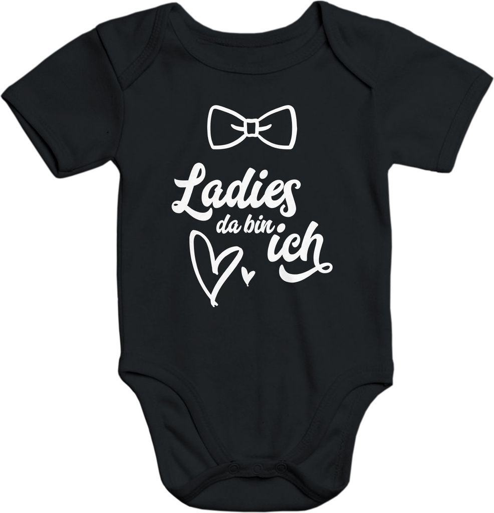 Baby Body Ladies da bin ich Baumwolle kurzarm Babybody für Jungen Aufdruck Moonworks schwarz 12-18 Monate