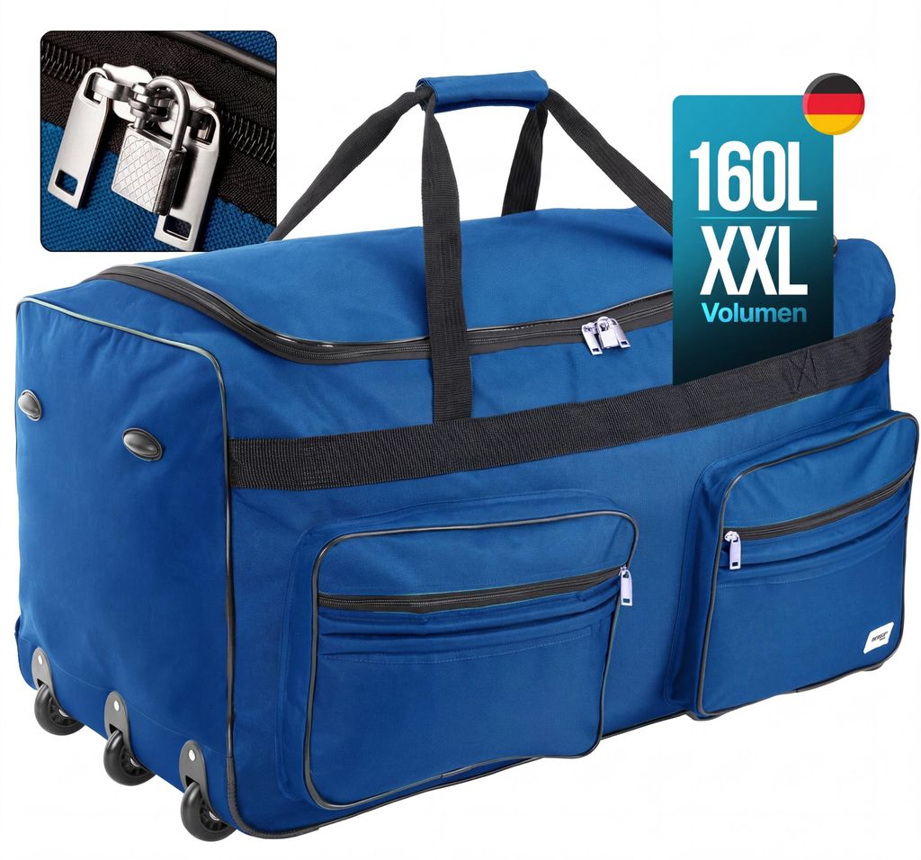 Monzana® Sac De Voyage à roulettes Bleu - Valise XXL 160L Image du produit 