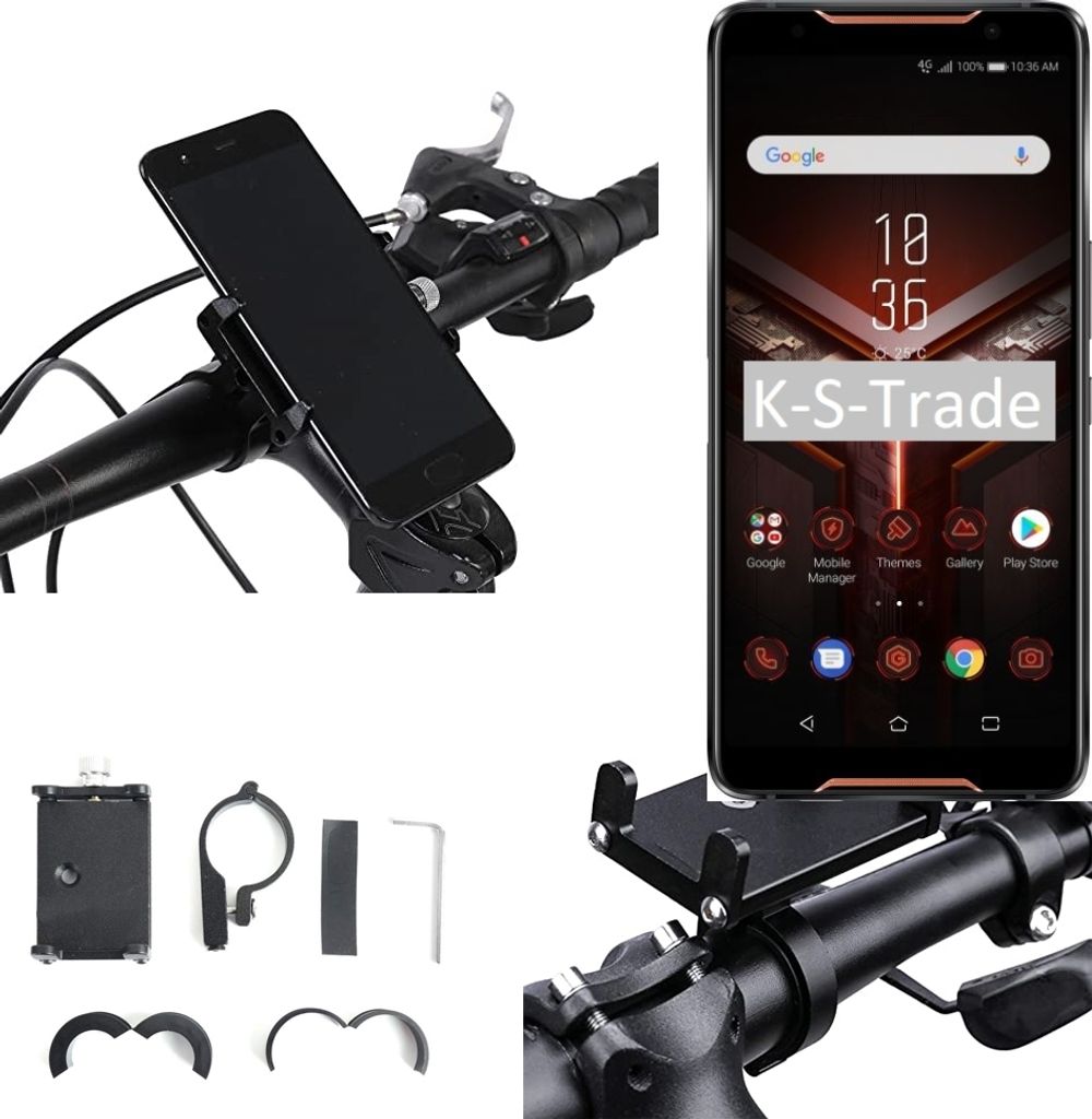 K-S-Trade Handyhalterung für das Fahrrad kompatibel mit Asus ROG Phone 2 Halter Lenkstange Fahrradhalterung Motorrad Bike Mount Befestigung