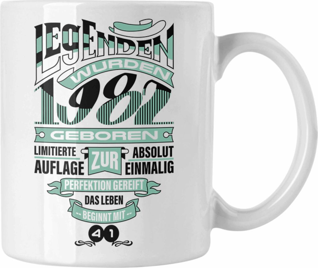 TRENDATION 40. Geburtstag Tasse Frau Mann Geschenk 40er Geschenkidee 40 Mutter Vater (Weiß)