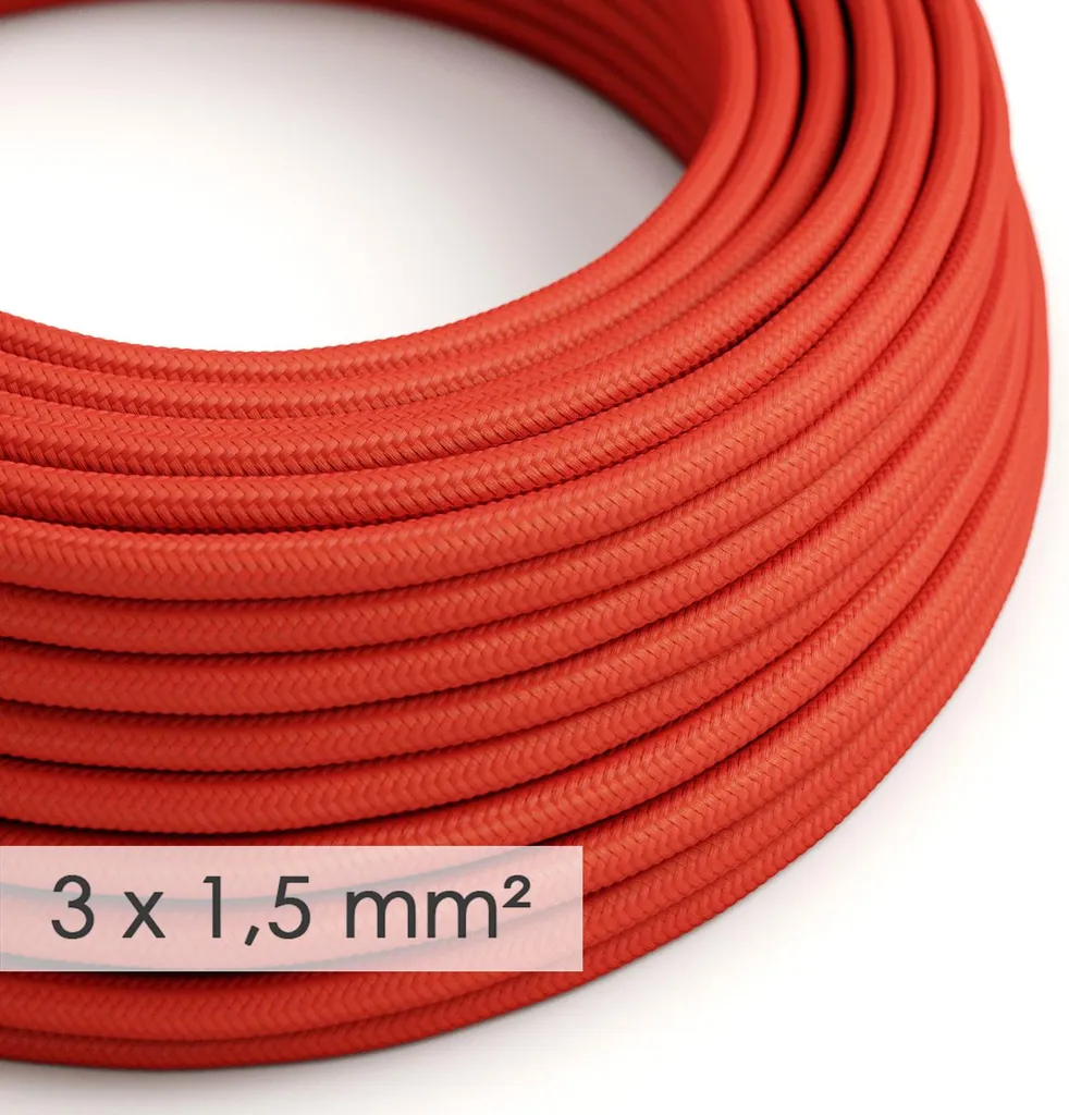 Câble textile souple rouge 3x1,50mm² pour rénover vos lampes sans plis